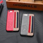 Wholesale iPhone 8 / 7 Striped Hand Strap Grip Holder PU Leather Case (Red)